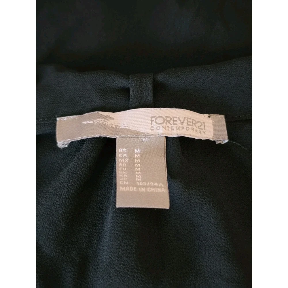 Forever 21 Long Sleeve Pull Over Chiffon Black Size M  Boho Dark Romantic